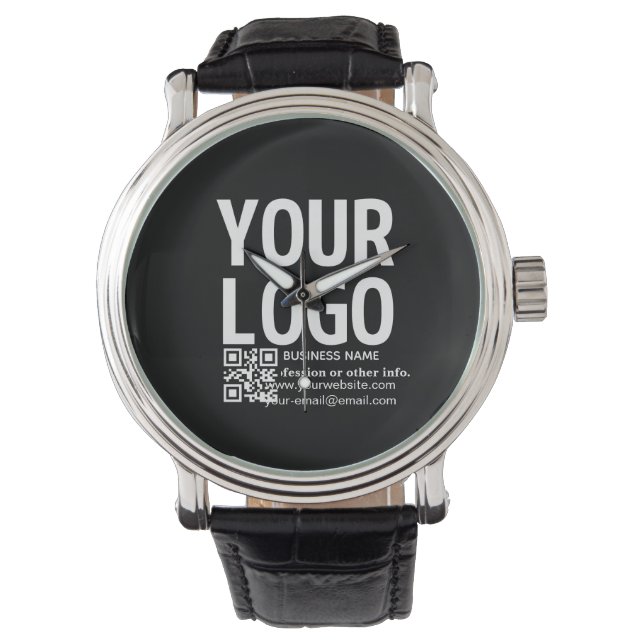 Your Logo w/Editable QR code & Text  Watch (Front)