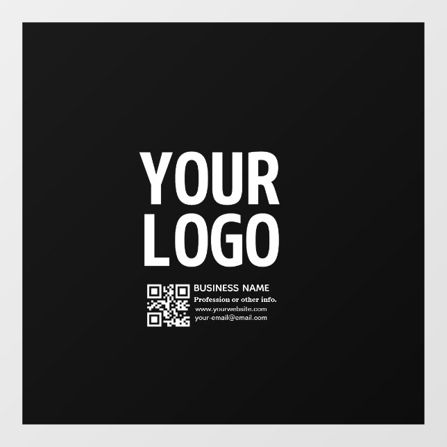 Your Logo w/Editable QR code & Text  Window Cling (Sheet)