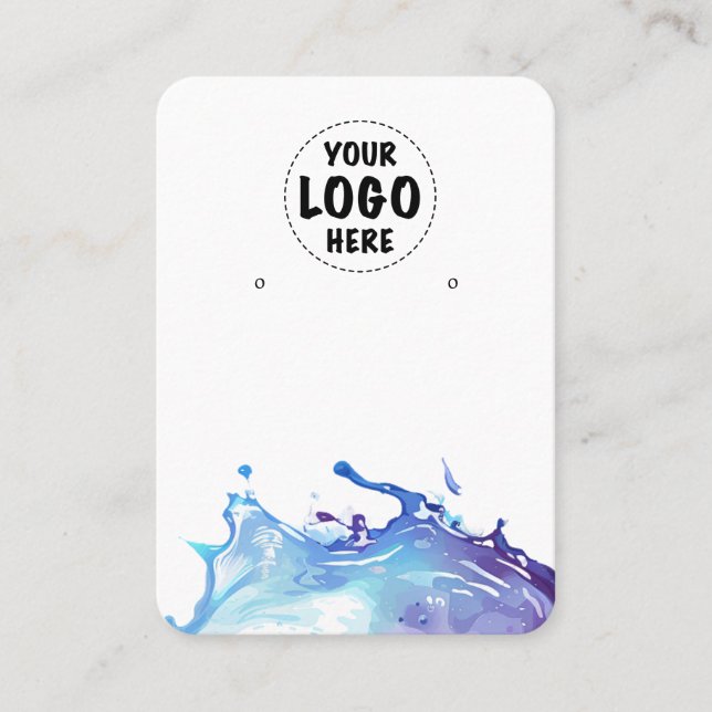 Your Logo Water Splash Earring Display Card Large (Front)