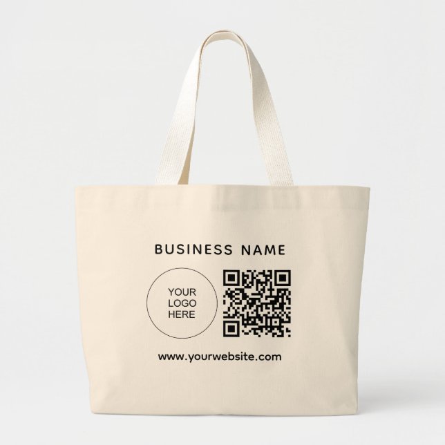 Your Logo Website Address QR Code Custom Template Large Tote Bag (Front)