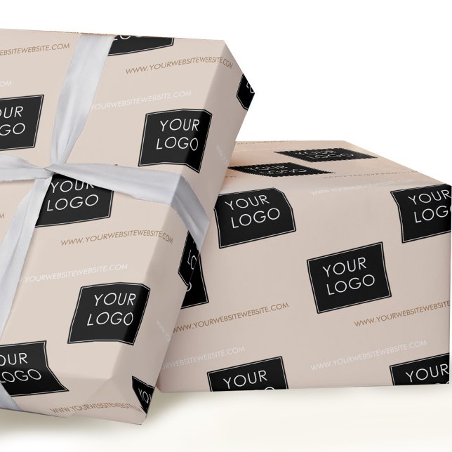 Your Logo Website Business Company Packaging Beige Wrapping Paper (Creator Uploaded)