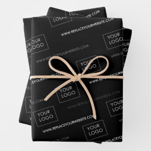 Your Logo Website Business Company Packaging Black Wrapping Paper Sheet