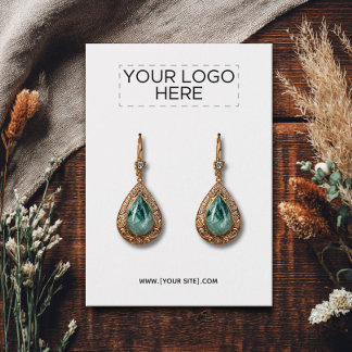 Your Logo White Earring Display Card