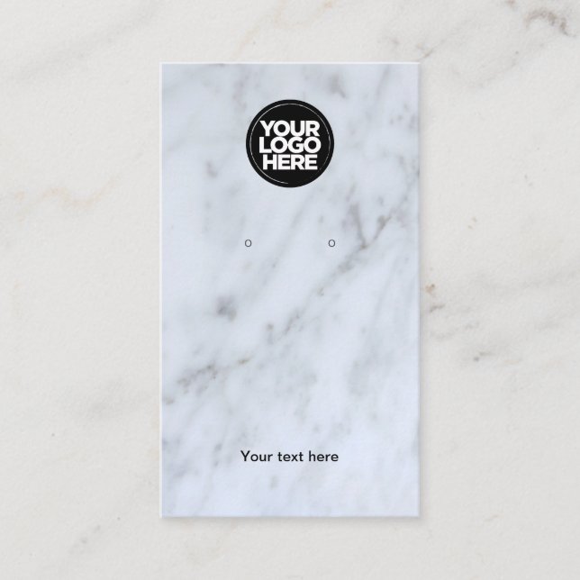 Your Logo White Marble Earring Display Card (Front)