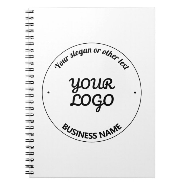 Your Logo with Editable Slogan & Business Name Notebook (Front)