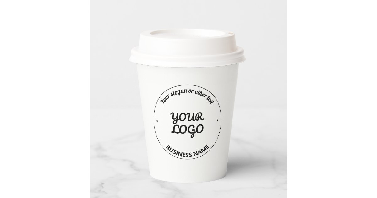 Your Logo with Editable Slogan & Business Name Paper Cups | Zazzle