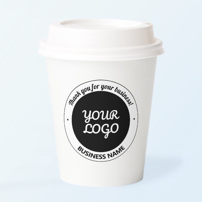 Your Logo with Editable Thank You & Business Name Paper Cups (Creator Uploaded)