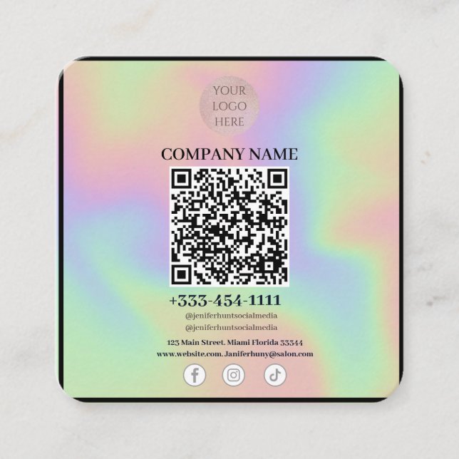 Your Logo With QR code Business Card (Front)