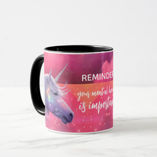 Your Mental Health Is Important Rainbow Unicorn Mug (Front Left)