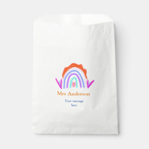 Your message e add text name rainbow teacher favour bags