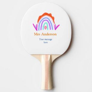 Your message e add text name rainbow teacher ping pong paddle