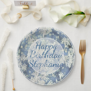 Your Message Frozen Frost Abstract Photo - Bokeh Paper Plate