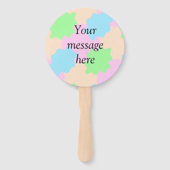 Your message here add text name boho colourful rus hand fan (Front)