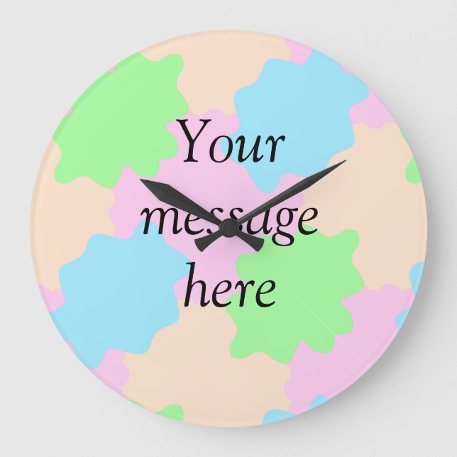 Your message here add text name boho colourful rus large clock (Front)