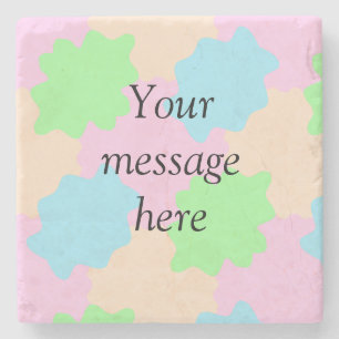 Your message here add text name boho colourful rus stone coaster
