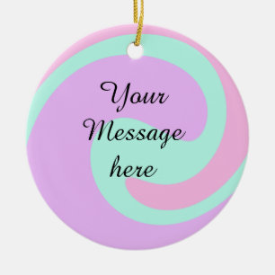 Your message here add text name monogram pink past ceramic tree decoration