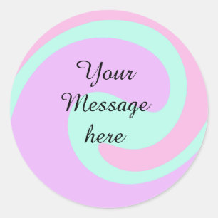 Your message here add text name monogram pink past classic round sticker