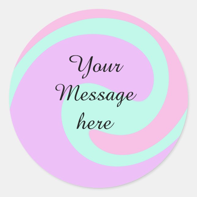 Your message here add text name monogram pink past classic round sticker (Front)