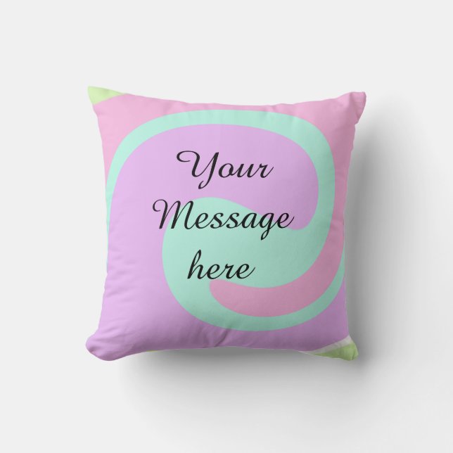 Your message here add text name monogram pink past cushion (Front)