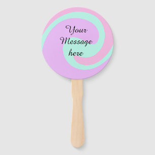 Your message here add text name monogram pink past hand fan