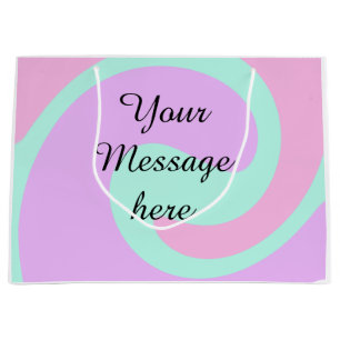Your message here add text name monogram pink past large gift bag