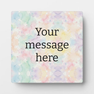 Your message here colourful rainbow pastel monogra plaque