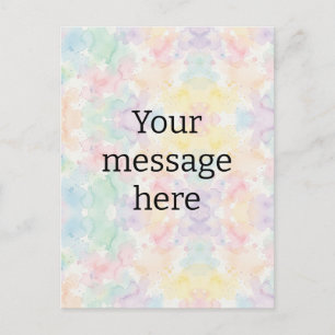Your message here colourful rainbow pastel monogra postcard