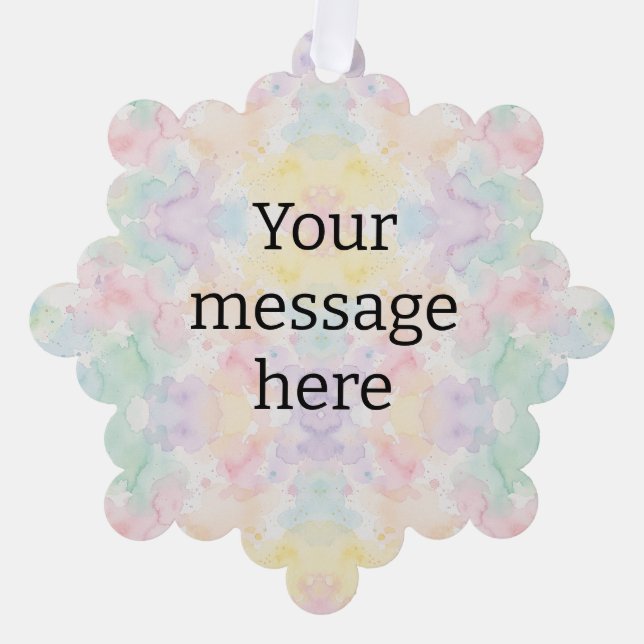 Your message here colourful rainbow pastel monogra tree decoration card (Front)
