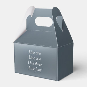 Your message here gray blue metallic background te favour box