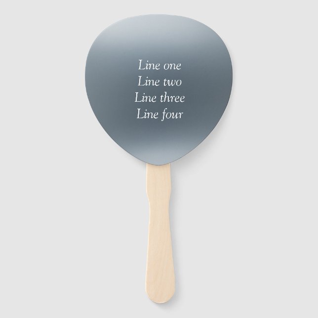 Your message here gray blue metallic background te hand fan (Front)