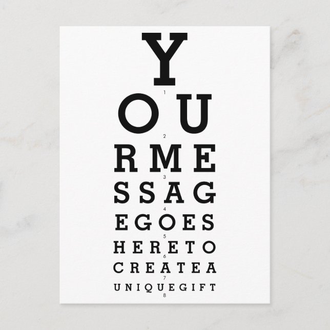 Your Message Optician Chart Postcard (Front)