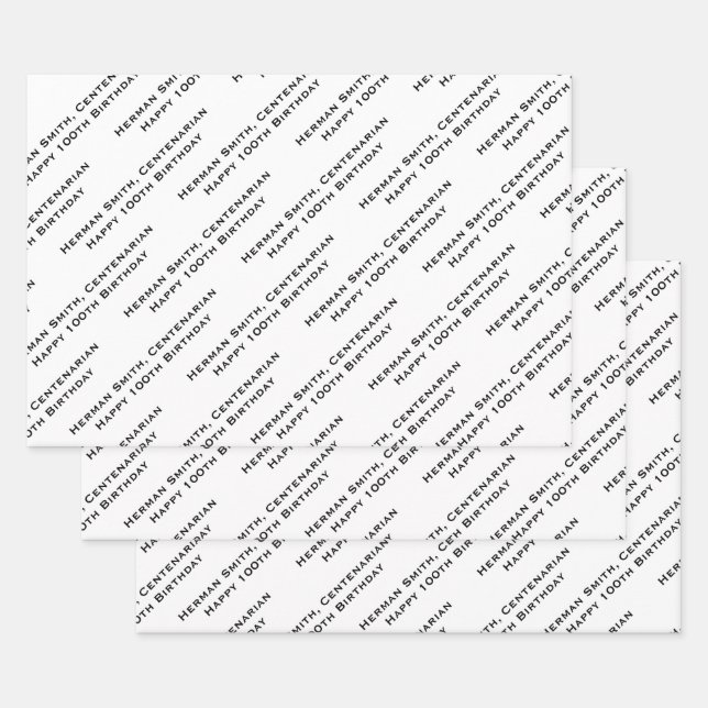 Your Message Pattern All-over Print - Black/White  Wrapping Paper Sheet (Set)
