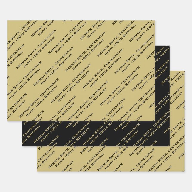 Your Message Pattern All-over Print - Black/White  Wrapping Paper Sheet (Set)