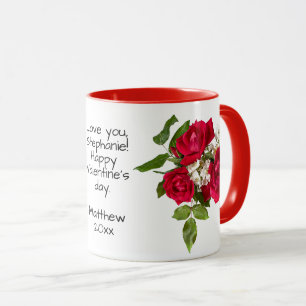 Your Message: Red Rose Bouquet Photo Valentine Mug