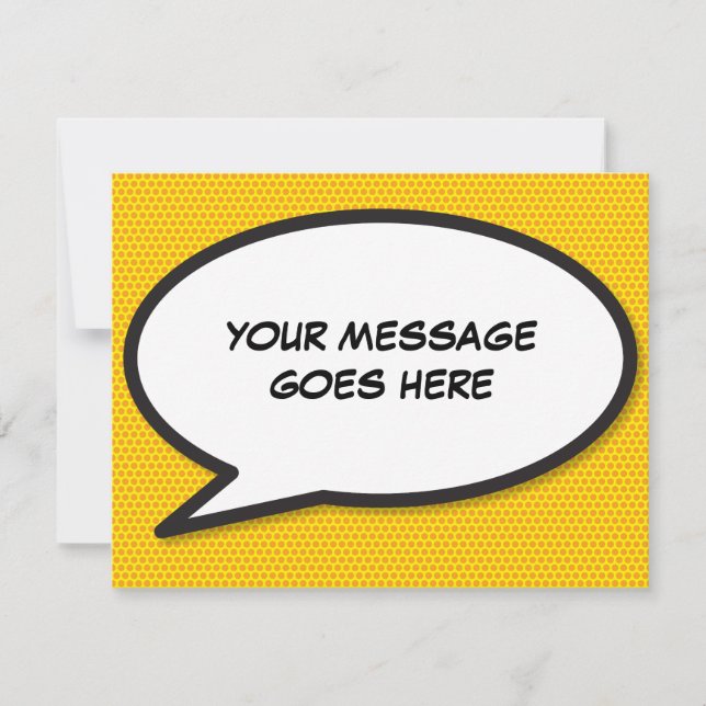 Your Message Speech Bubble Fun Comic Book Card (Front)
