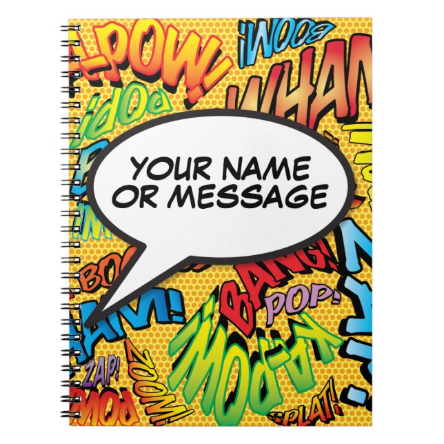 Your Message Speech Bubble Fun Retro Comic Book (Front)