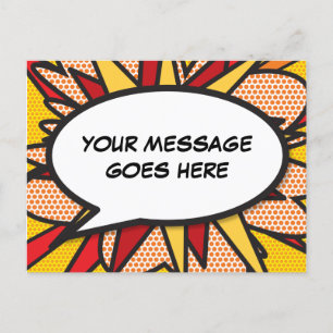 Your Message Speech Bubble Fun Retro Comic Book Announcement Postcard