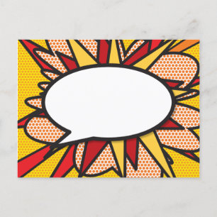 Your Message Speech Bubble Fun Retro Comic Book Announcement Postcard