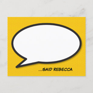 Your Message Speech Bubble Fun Retro Comic Book Announcement Postcard