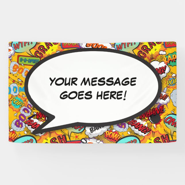 Your Message Speech Bubble Fun Retro Comic Book Banner (Horizontal)