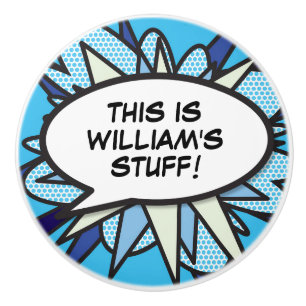 Your Message Speech Bubble Fun Retro Comic Book Ceramic Knob
