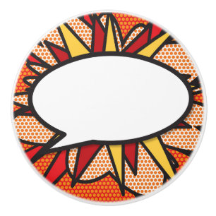 Your Message Speech Bubble Fun Retro Comic Book Ceramic Knob