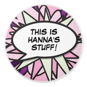 Your Message Speech Bubble Fun Retro Comic Book Ceramic Knob