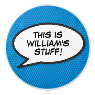 Your Message Speech Bubble Fun Retro Comic Book Ceramic Knob