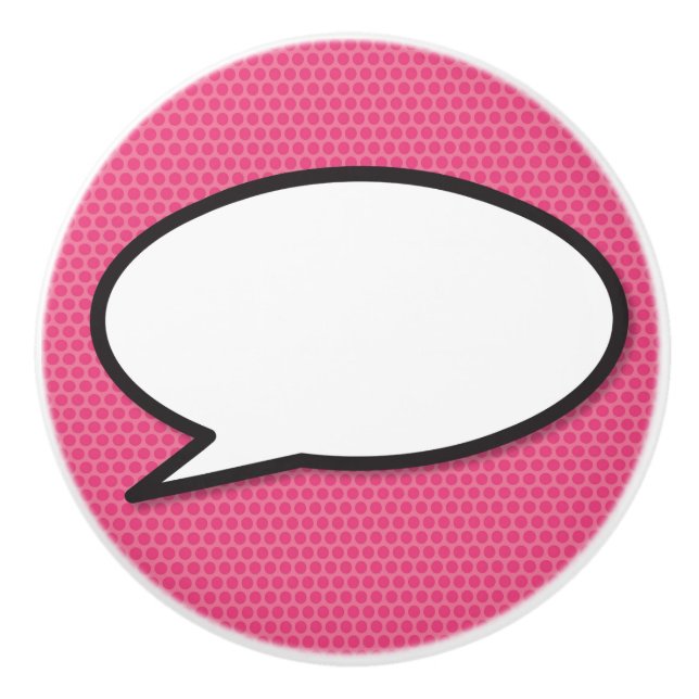 Your Message Speech Bubble Fun Retro Comic Book Ceramic Knob (Front)
