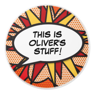 Your Message Speech Bubble Fun Retro Comic Book Ceramic Knob