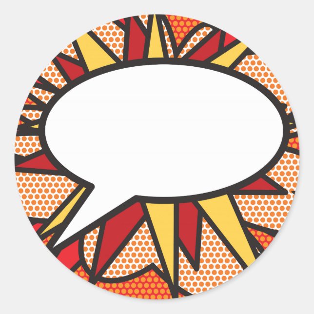 Your Message Speech Bubble Fun Retro Comic Book Classic Round Sticker (Front)