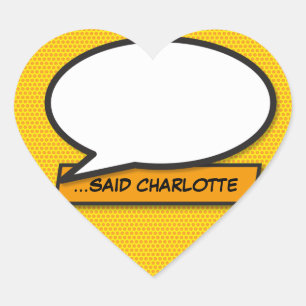 Your Message Speech Bubble Fun Retro Comic Book Heart Sticker