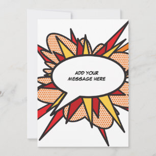 Your Message Speech Bubble Fun Retro Comic Book Invitation