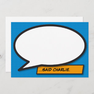 Your Message Speech Bubble Fun Retro Comic Book Invitation
